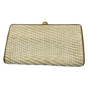 Vintage SHARIF Woven Gold Metallic Clutch w Rope Satin Cording Crossbody Strap